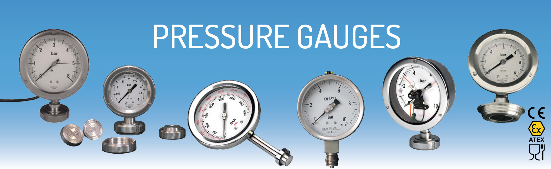 Pressure gauge, flow meter, pressure transmitter, thermometer ...